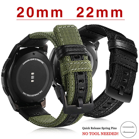 La venda de reloj para Samsung Gear S3 S2 de deporte de moda tejido de Nylon correa de reloj para equipo de S3 S2 frontera rápido y fácil ajuste 22 20mm ► Foto 1/6