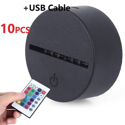 10 unids/lote 3D lámpara LED Base acrílico Base de luz de noche LED USB Control remoto de iluminación Base de accesorios al por mayor ► Foto 1/6