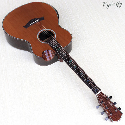 Guitarra acústica eléctrica profesional de madera de cedro rojo sólido, alta calidad, 40 pulgadas, con esquina radian ► Foto 1/6