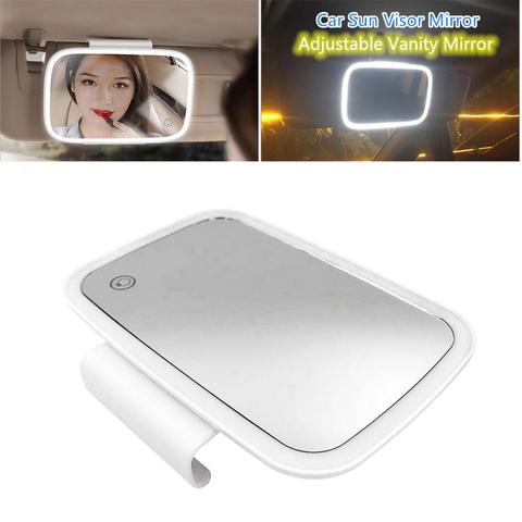 Espejo Interior Universal para maquillaje de coche, parasol de alta claridad, HD, con luz LED, recarga por USB ► Foto 1/6