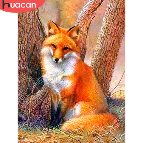 HUACAN 5D diamante pintura Pantalla Completa Fox bordado Animal diamante La cruz cuadrada Punto de decoración del hogar regalo ► Foto 1/6