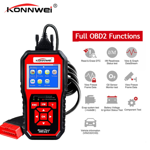 KONNWEI-escáner profesional KW850 OBD2, funciones completas OBDII, control de motor/sensor O2/control de batería PK Launch CR3008, lector de código ► Foto 1/6