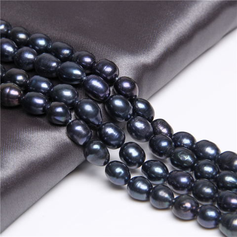 Cuentas de perlas de 7mm-8mm de patata Negro Azul perla lustre barroco Oval gota perlas cuentas para fabricación de joyería DIY pulsera collar 14'' ► Foto 1/6