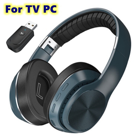 Auriculares inalámbricos 8D estéreo para PC, TV, con micrófono y transmisor Bluetooth, 500mAh, para videojuegos y música ► Foto 1/6