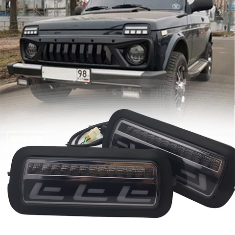 Marlaa-luces de circulación diurna LED para coche Lada Niva 4x4 1995, accesorios de estilo de coche, lámpara de sintonización con DRL, 2 uds. ► Foto 1/6