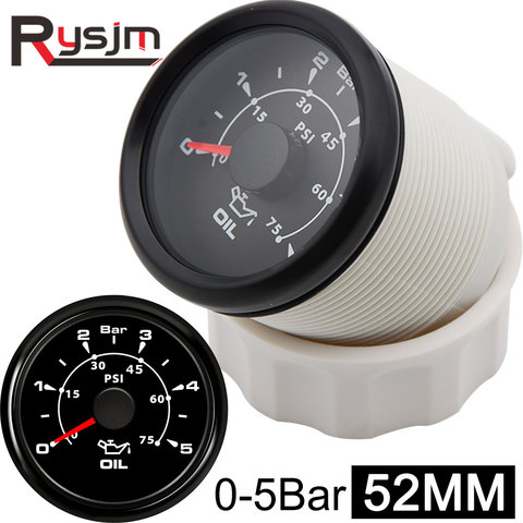 52mm indicador de presión de aceite 0 ~ 10 Bar 0 ~ 5Bar impermeable coche de combustible medidor de presión 8 colores de fondo para coche, para camión, para barco yate RV ► Foto 1/6