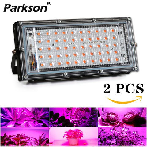 Fitoamplificador de luz LED para cultivo de plantas, lámpara de espectro completo para cultivo de plantas, 50W, CA de 220V, siembra de flores en casa, 2 uds. ► Foto 1/6