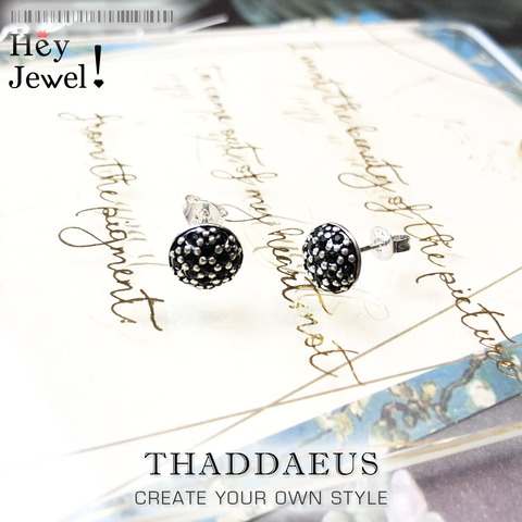 Pendientes de tuerca pavé negro, estilo europeo Glam joyería buena de moda para mujeres hombres, 2017 Nuevo regalo en plata de ley 925, superoferta ► Foto 1/6