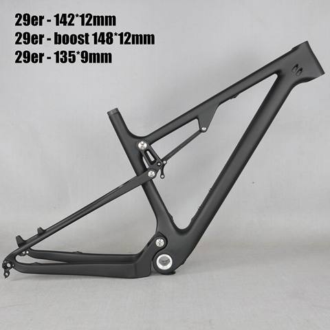 Cuadro de carbono para bicicleta de montaña, estructura de MTB con suspensión completa de 29 con refuerzo, disponible de 142x12 mm, 135x9mm y 148x12 mm, FM078 ► Foto 1/6