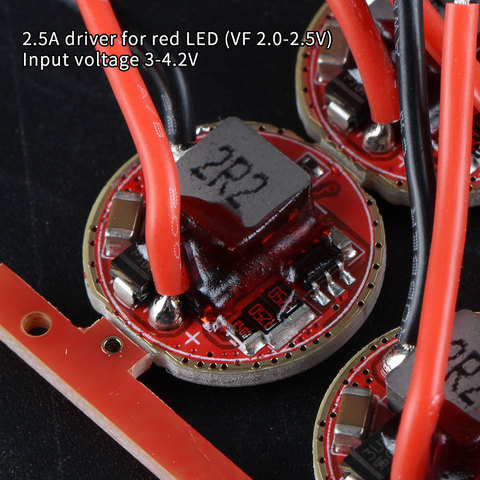 Controlador de 2.5A para luz roja (VF 2,0-2,5 V), voltaje de entrada 3-4,2 V ► Foto 1/4