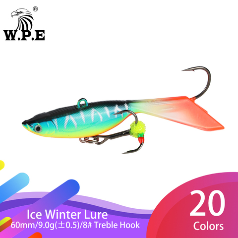 W.P.E-señuelo para pesca en hielo, 1 Uds., 60mm, 9g, 20 colores, señuelo duro para el invierno, balanceador, aparejos de pesca de plomo, Jigging, cebo artificial Wobbler ► Foto 1/6