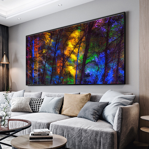 WANGART-impresiones de árboles de bosque coloridos de gran tamaño, arte en póster de lienzo para sala de estar, cuadro decorativo, Hogar Moderno ► Foto 1/6