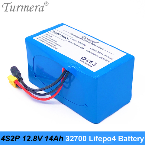 Turmera-Paquete de batería Lifepo4 de 12,8 V, 14Ah, 4S2P, 32700, con 4S, 40A, BMS, equilibrada para barco eléctrico y fuente de alimentación incortada de 12V ► Foto 1/6