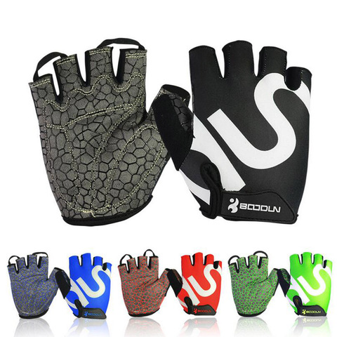 Guantes de levantamiento de pesas para hombre y mujer, manoplas de medio dedo para entrenamiento, Fitness, antigolpes, antideslizantes ► Foto 1/6