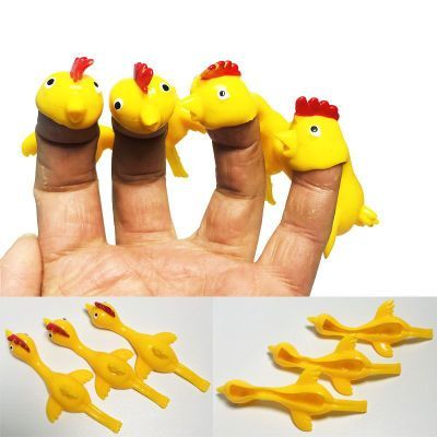 10 unids/lote 10CM novedad Gags y práctico broma Juguetes reír de pollo de goma elástico volando Turquía dedo aves pegajoso ► Foto 1/6