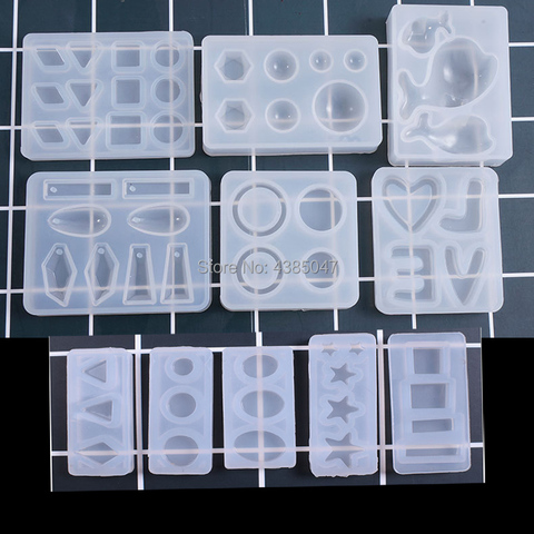 1PC geometría amor delfín colgante artesanía transparente UV resina silicona combinación moldes para hacer accesorios DIY ► Foto 1/4