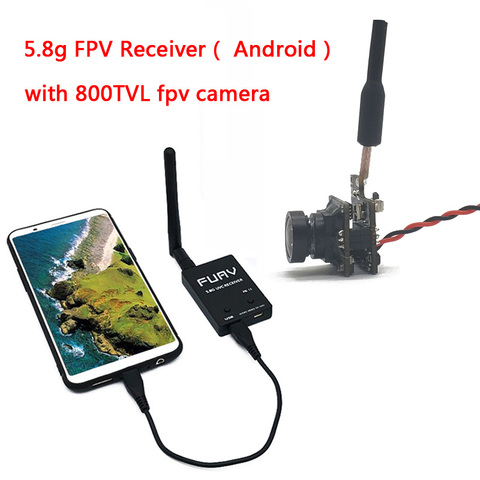 5,8G 150CH Mini receptor FPV UVC Video enlace descendente OTG para teléfono móvil Android y 5,8G 48CH 25mW 800TVL 4:3 Mini FPV Cámara ► Foto 1/6