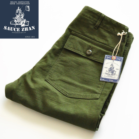 SauceZhan OG107-Pantalones cansancio para hombre, pantalón militar VINTAGE clásico, Olive Sateen, Pantalones rectos, pantalones capri Baker ► Foto 1/6