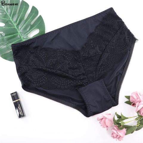 Beauwear-bragas de encaje Floral para mujer, ropa interior Sexy de talla grande, bragas ultrafinas, color negro y Beige, White 7XL ► Foto 1/6