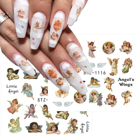 Adhesivos para uñas de Ángel y Cupido, envolturas de transferencia de agua para manicura, decoraciones para tatuajes, TRSTZ1114-1120 ► Foto 1/6