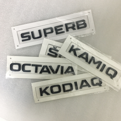 Logotipo de emblema de letras negras para coche, delantera y trasera pegatina de insignia, para Skoda FABIA KAMIQ KAROQ KODIAQ OCTAVIA RAPID SUPERB YETI ► Foto 1/1