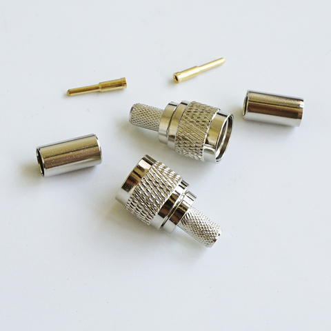 MiniUHF-MINI enchufe macho, conector Coaxial RF, engarce para RG58 RG142 RG223 RG400 LMR195 RF Coaxial recto niquelado ► Foto 1/6