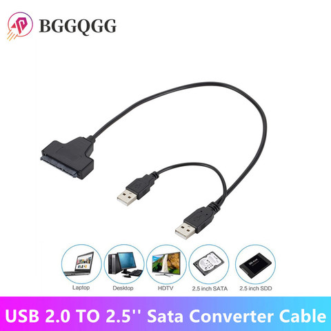 BGGQGG USB 2,0 a 2,5 pulgadas HDD 7 + 15pin SATA Cable adaptador para disco duro SATA SSD y HDD ► Foto 1/6