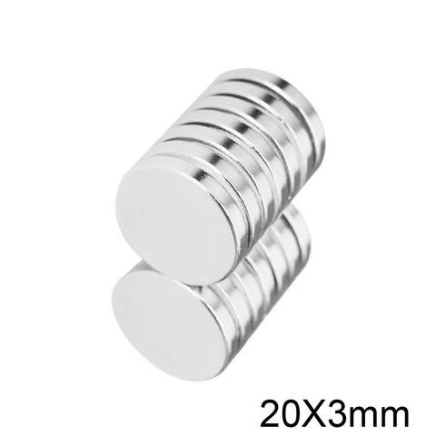 5 ~ 70 Uds 20x3 hoja de imán de neodimio de 20mm x 3mm redondo NdFeB poderoso imanes 20x3mm raras tierra disco magnético imán fuerte 20*3mm ► Foto 1/6