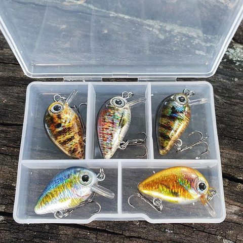 TREHOOK-Mini Señuelos de Pesca de Crankbaits, 1,8g, 3cm, 5 uds., juegos de señuelos, Kit flotante duro, cebo de pesca Artificial ► Foto 1/6