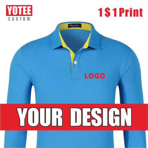 YOTEE-polo de manga larga para hombre y mujer, traje personal de empresa con logotipo bordado, POLO de manga larga para Otoño e Invierno ► Foto 1/6