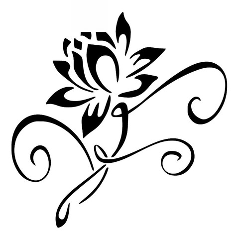 Pegatinas de coche Lotus Art dibujos animados decoración de cuerpo completo calcomanías plantas flores pegatinas de coche protector solar impermeable negro/blanco, 17cm * 17cm ► Foto 1/5