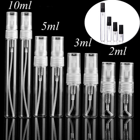 5 unids/pack 2ML 3ML 5ML 10ML Mini botella de Perfume portátil botella de cosméticos vacía muestra tubo de prueba frascos de vidrio fino ► Foto 1/6