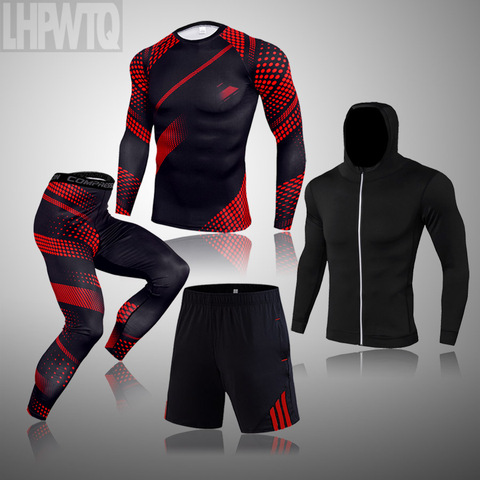 Ropa Deportiva de compresión para hombre, conjuntos de secado rápido para correr, corredores deportivos, entrenamiento, gimnasio, Fitness, chándales para correr ► Foto 1/6