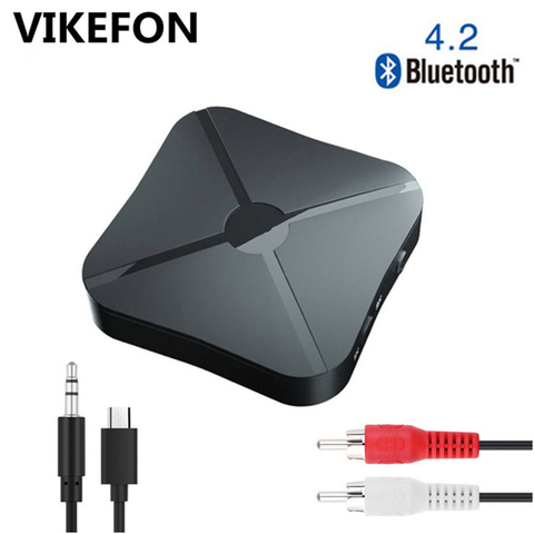 VIKEFON-receptor y transmisor de Audio y música, adaptador inalámbrico estéreo, RCA 5,0 MM, clavija AUX para altavoz, TV, coche y PC, Bluetooth 4,2 3,5 ► Foto 1/6