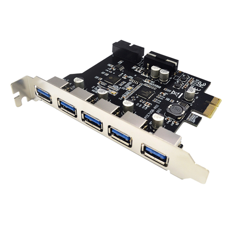 Supervelocidad PCI-E a USB 3,0 19-Pin 5 puertos adaptador de tarjeta de expansión PCI Express SATA 15Pin conector con Driver CD para PC de escritorio ► Foto 1/6