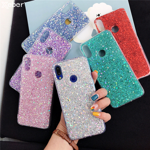 Funda de teléfono de lujo de silicona brillante con lentejuelas de cristal para Xiaomi 8 9 SE LITE Redmi 5 Plus 6 Note 7 6 5 Pro funda de Bling suave ► Foto 1/6