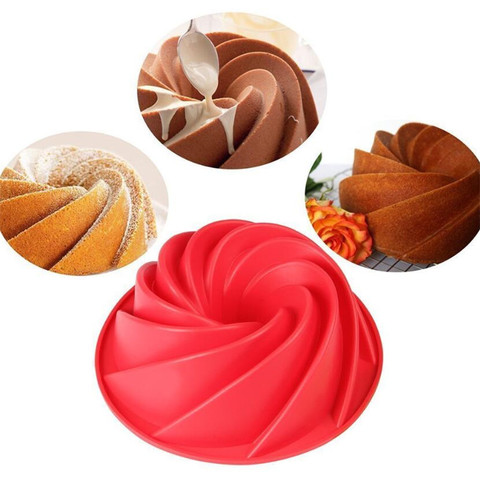 3D espiral grande de silicona con forma de mantequilla molde torta cocina para hornear forma herramientas para pastel plato para hornear, para pastelería, utensilios para hornear molde pastel Pan bandeja ► Foto 1/6