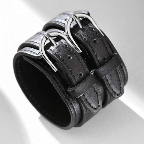 De moda doble cinturón de cuero pulsera amistad pulsera grande para hombres joyas de Bohemia Punk ancho brazalete para las mujeres de la pulsera de los hombres de regalo ► Foto 1/6