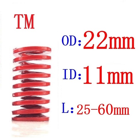 Muelle de troquel de compresión con estampado de carga media, diámetro exterior de 22mm, diámetro interior de 11mm de longitud, 20-60mm, 1 Uds. ► Foto 1/3