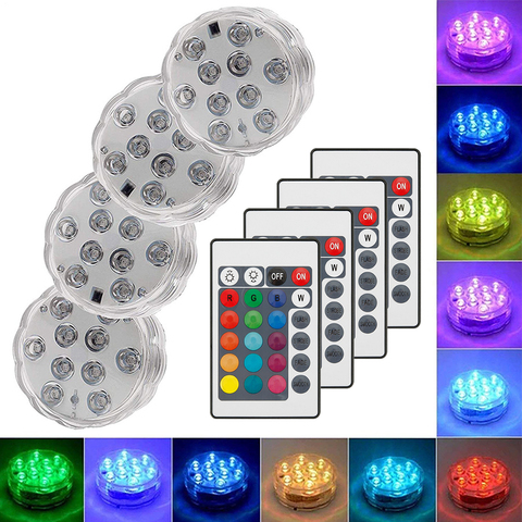 4 Uds sumergible luz Led para piscina spa fiesta IP68 resistente al agua lámpara de Control remoto luz LED para piscina ► Foto 1/6