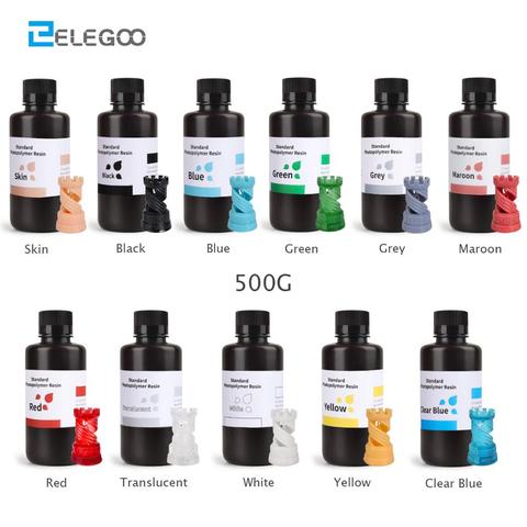 ELEGOO 3D resina de impresión LCD UV resina de curado 405nm estándar fotopolímero resina para LCD impresión 3D 500ml negro gris blanco piel ► Foto 1/6