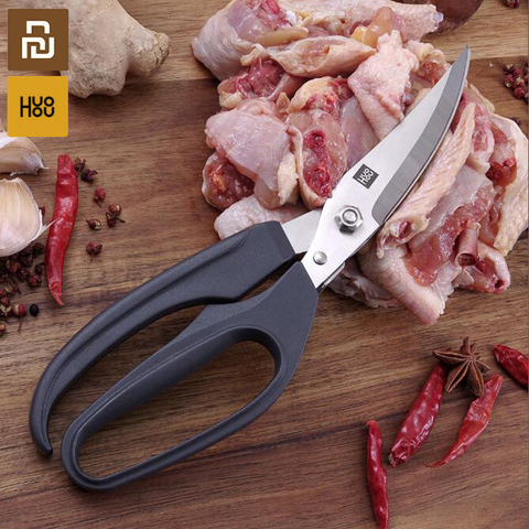 Youpin Houhou-Tijeras de cocina de acero inoxidable, herramienta multiusos para pollo, aves, pescado, carne, verduras, hierbas, barbacoa ► Foto 1/6