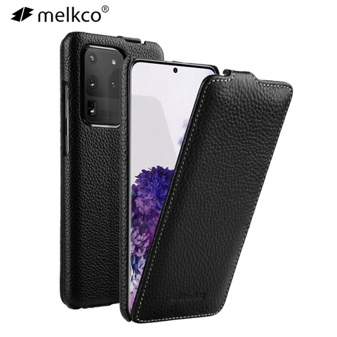 Funda con Tapa de cuero genuino para teléfono móvil Samsung, carcasa de cuero genuino con apertura Vertical para Galaxy S20 Ultra S20 S10 9 Note20 Ultra 10 Plus ► Foto 1/6