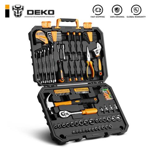 DEKO DKMT128 herramienta llave reparación Auto mezclado Paquete de combinación de herramienta de mano Kit con caja de herramientas de plástico caja de almacenamiento ► Foto 1/6