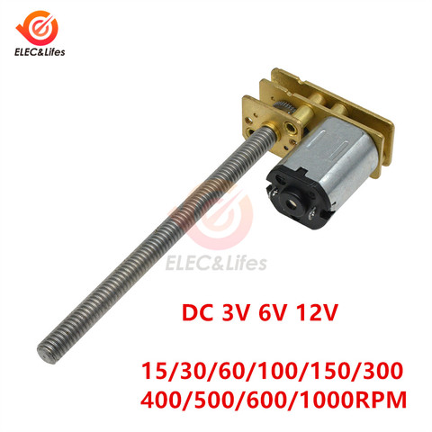 GA1024-N20 DC Gear Motor 15/30/60/100/150/300/400/500/600/1000RPM DC 3V 6V 12V 12V M4 * 55mm tornillo de Metal engranaje de alto par Motor ► Foto 1/6