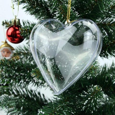 Bolas de plástico transparente con forma de corazón para manualidades, 5 piezas con forma de corazón, adornos para Navidad, boda ► Foto 1/6