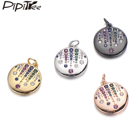 Pipitree Popular circonitas joyería redondo encantos Arco Iris piedras CZ lluvia de meteoritos encanto colgante collar de accesorios de joyería DIY ► Foto 1/6