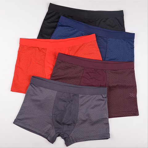 4 unids/lote de talla grande de los boxeadores de los hombres de fibra de bambú pantalones cortos calzoncillos hombre genial cómodo respirable Boxer Shorts Sexy ropa interior ► Foto 1/2