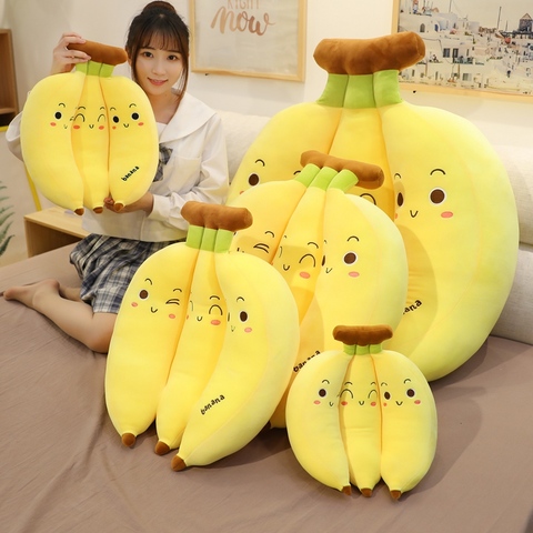 Almohada de felpa de plátano de dibujos animados para niños, cojín de sofá Kawaii, muñeco de peluche bonito de 35-70cm, juguetes de frutas para niños, regalo para chico ► Foto 1/6