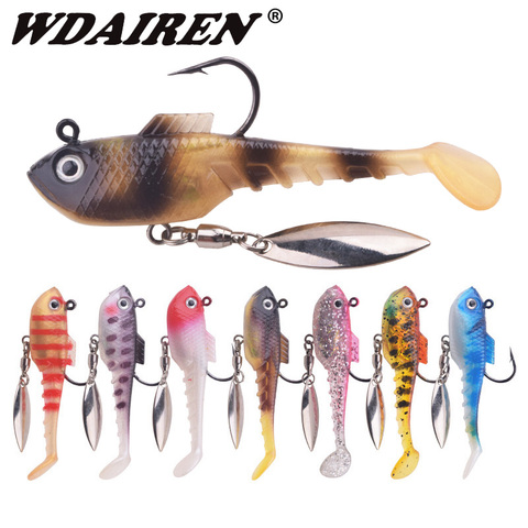 WDAIREN señuelo de pesca 70mm 11,5g para sábalo suave cebo con giratoria cuchara plantilla Wobblers artificiales de silicona señuelos cebo bajo leurre ► Foto 1/6